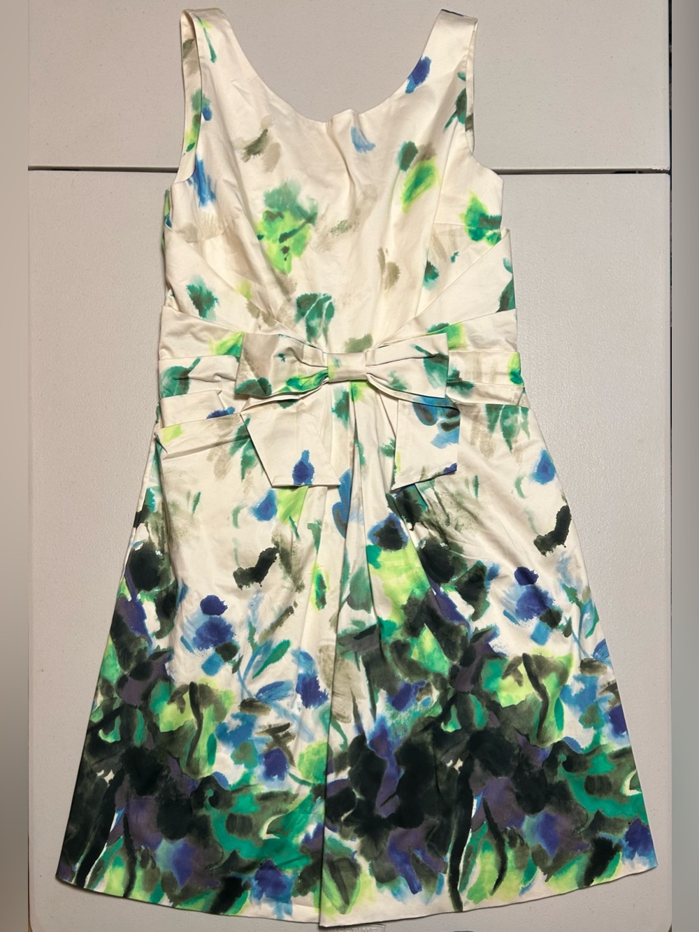 kate spade Cream Cocktail Dress with Blue & Green Watercolor Detail - NWOT